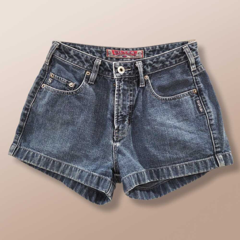 Vintage Y2K Silver denim shorts size 27 (runs small) 2000s festival